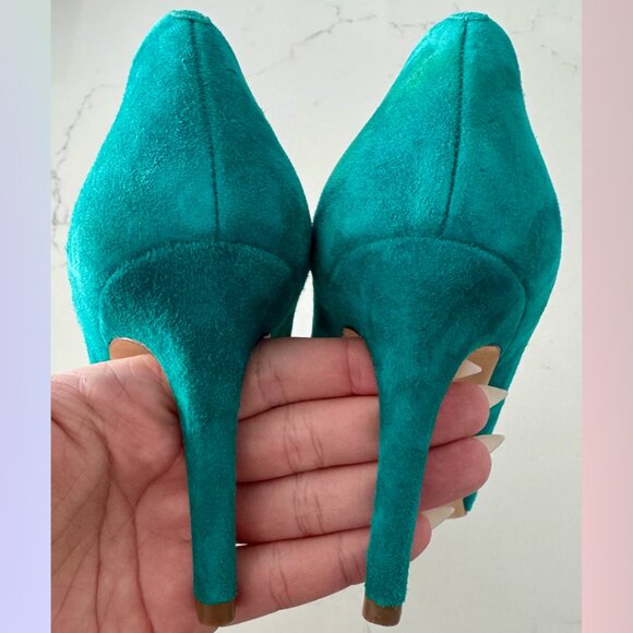 J.Crew Turquoise Suede Heels – Size 7.5 - Picture 7 of 8